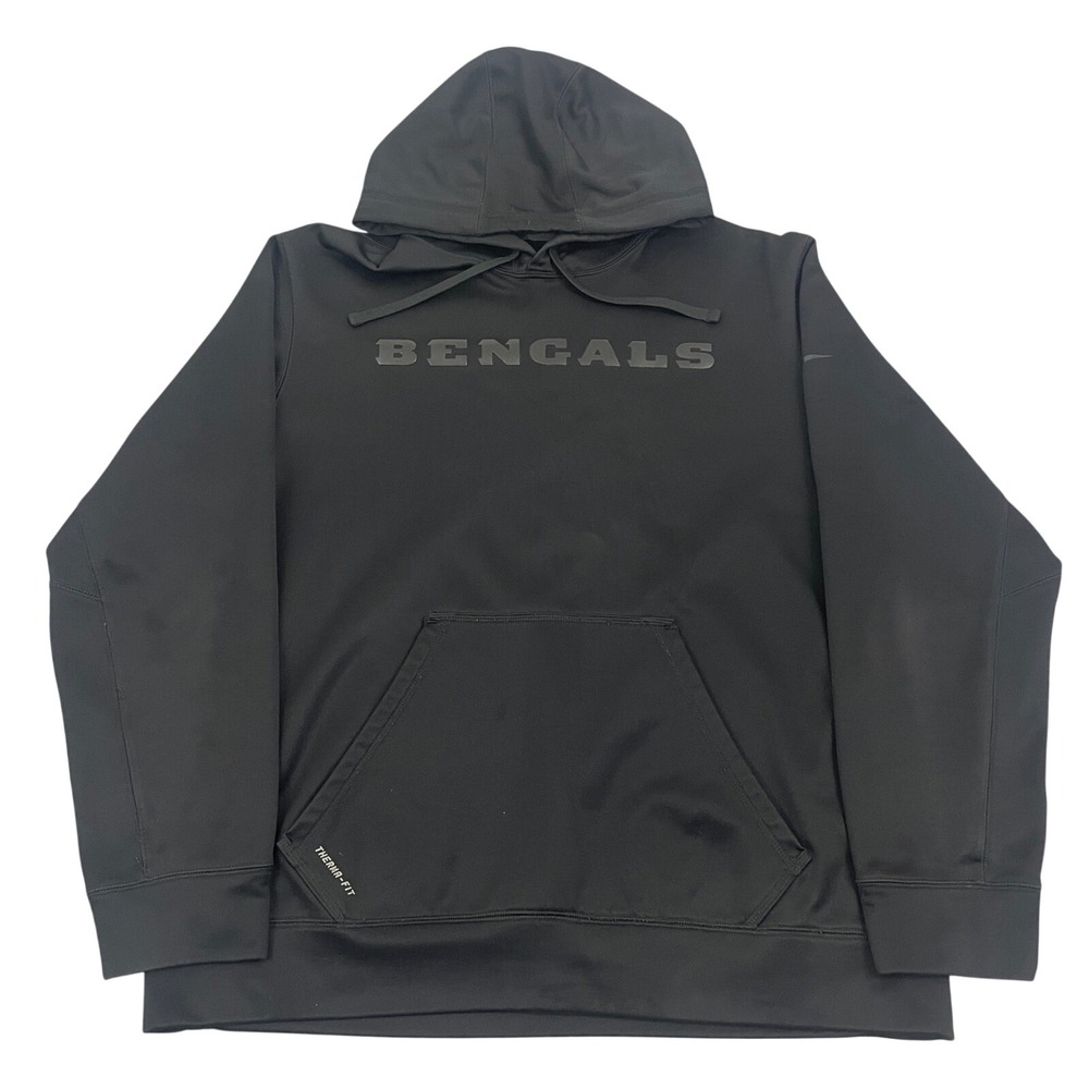 Nike Therma-FIT Cincinnati Bengals Hooded Sweatshirt All Black Men's XL Hoodie